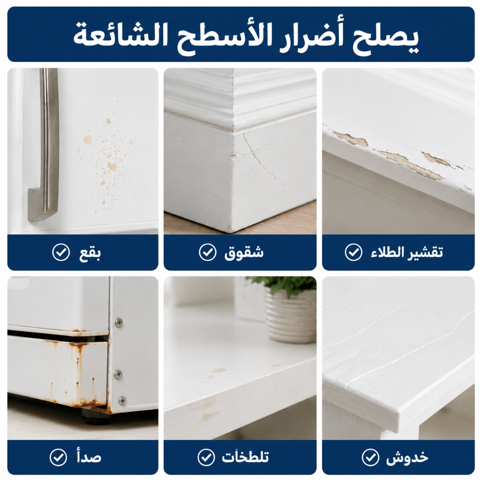 معجون ترميم الأثاث الأبيض مع فرشاة