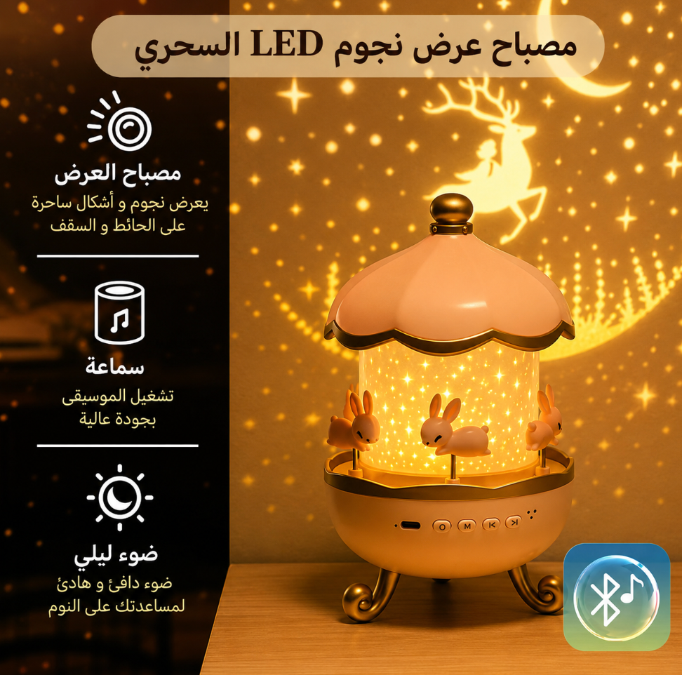 🌙 لمبة عرض ليلية سحرية بتملّي الغرفة بالنجوم والألوان ✨